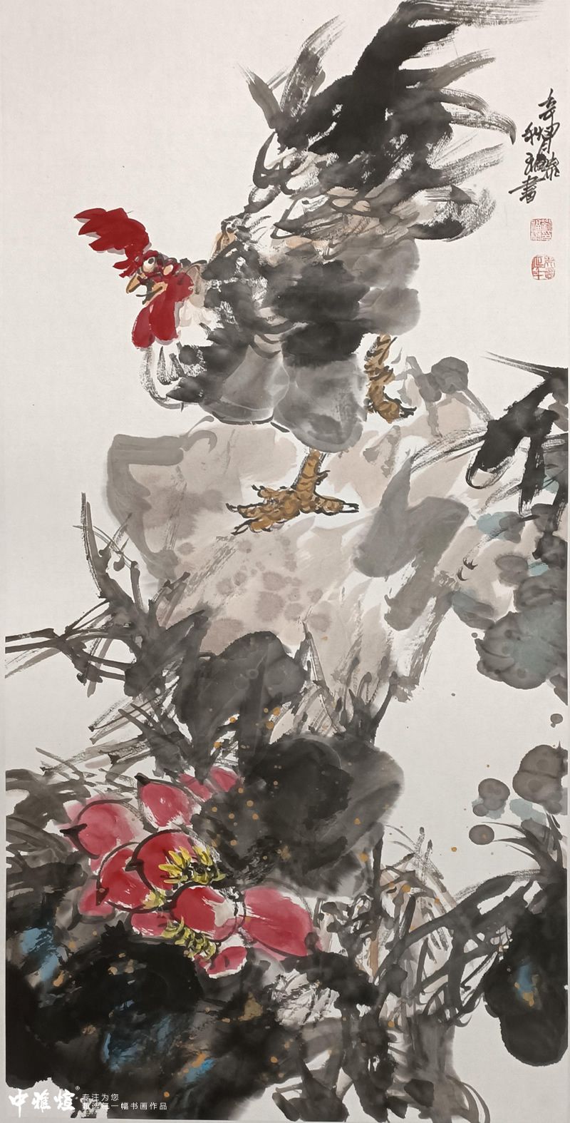 著名旅日画家刘福泰老师，大写意作品欣赏《大公鸡》